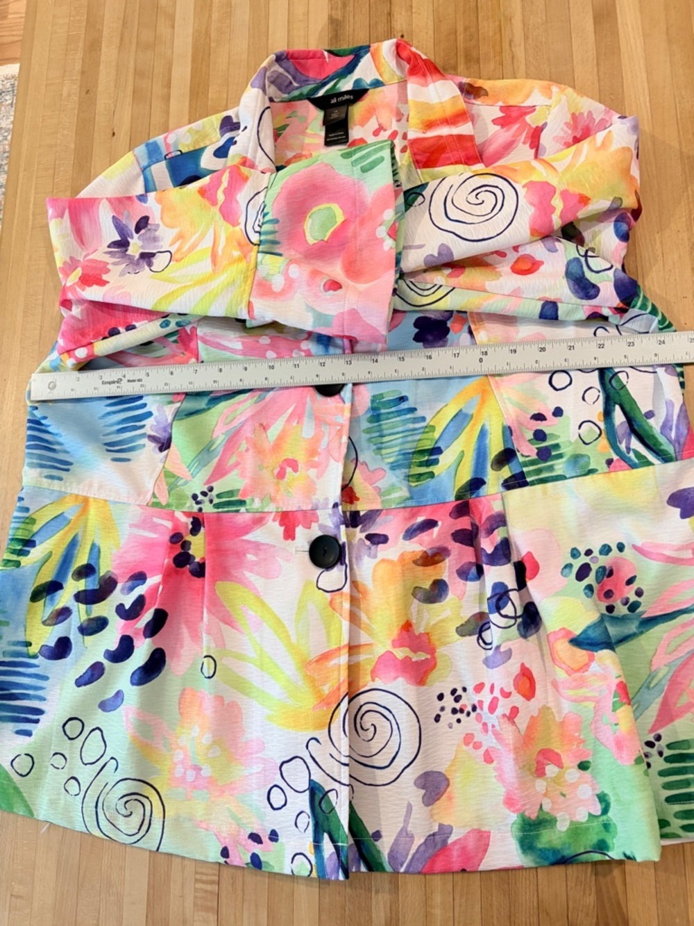 Ali Miles Colorful Button Down Shirt Jacket Watercolor Artsy Bright Vacation - Picture 5 of 6
